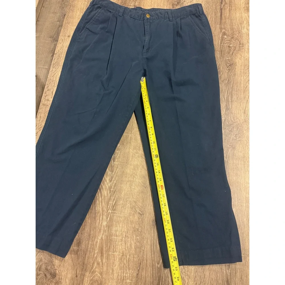 John Blair Mens Navy Blue Pleated Cotton Twill Denim Pants 40M B02163 041